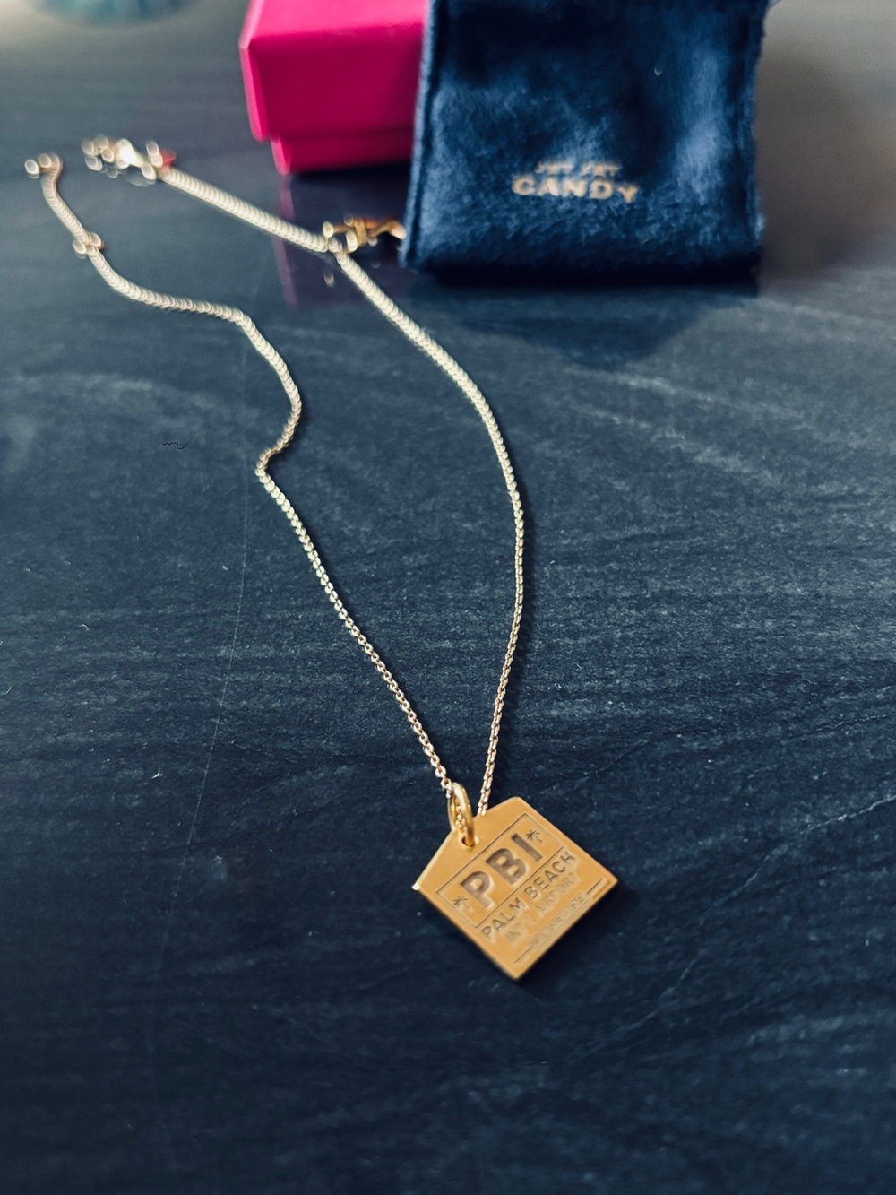 Jet Set Candy PBI Palm Beach Airport Necklace Gold Vermeil 925 Retired Code - Picture 4 of 5